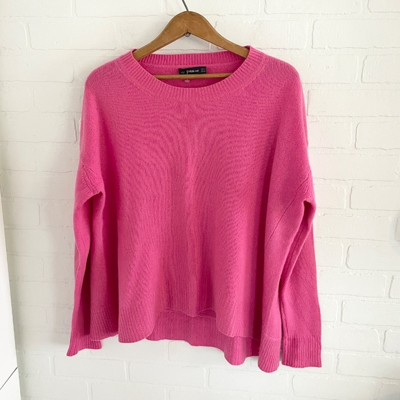 Zara Women’s Knit Sweater 100% Cashmere High low Barbie Pink Sz M oversized - Picture 7 of 16